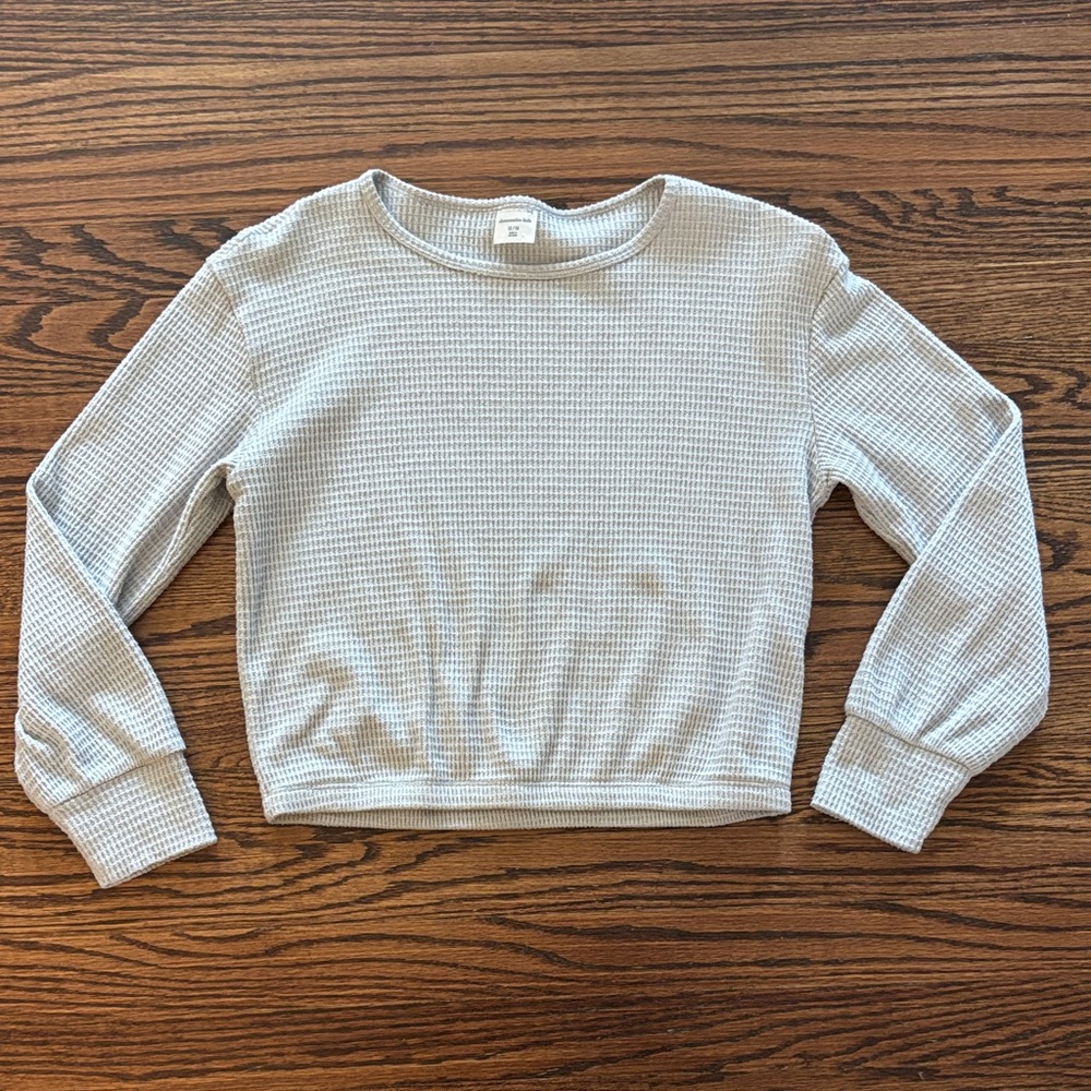 Abercrombie Kids Waffle Knit Long Sleeve, Light Grey, Size 13/14